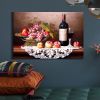 Framed Canvas Wall Art Decor Painting, Still Life Wine and Grape Fruits on Table Oil Painting Style Decoration For Restaurant, Kitchen, Dining Room, O