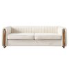 Contemporary Velvet Sofa Couch 84.25''W for Living Room, Beige