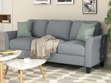 3-Seat Sofa Living Room Linen Fabric Sofa (Gray)