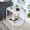 End Table 24" 2-Tiers Oval Nightstand, Modern Marble Small Table Coffee Tea Sofa Table for Living Room Indoor Balcony