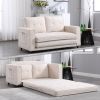 {VIDEO PROVIDED}Beige Folding Sofa Bed with Two Storage Pockets, Linen Convertible Foldable Couch Bed, Loveseat Sleeper Sofa, Sofa Bed Couch, Couches