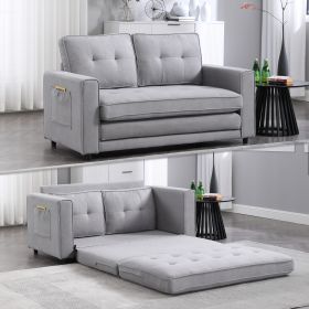 {Video Provided} Upgraded Loveseat Sleeper Sofa Bed, Futon Sofa Bed with 2 Side Pocket, 3-in-1 Upholstery Floor Gaming Sofa Bed, Convertible Pull Out