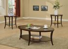 Perth 3-Piece Espresso Oval Coffee Table with End Tables Set