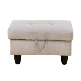 Upholstered Storage Ottoman with Legs,Tough Wood Frame-Modern Corduroy Fabric Ottoman for Living Room-Rectangle Ottoman with Storage-Tufted Design-Sma