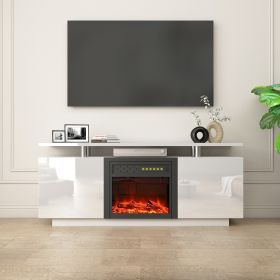 160CM high gloss TV cabinet tv unit with fireplace ,have heat and flame color changes