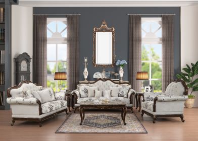 Gloria Traditional Style 3PC button tufted Living Room Set