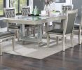 Formal Traditional Dining Table Rectangle Table w Leaf Silver Hue Glass Top 1pc Dining Table Dining Room Furniture