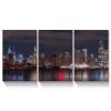 3 panels Framed Canvas City Night Scape Wall Art Decor,3 Pieces Mordern Canvas Painting Decoration Painting for Chrismas Gift, Office,Dining room,Livi