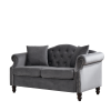 57" Chesterfield Sofa Grey Velvet for Living Room, 2 Seater Sofa Tufted Couch with Rolled Arms and Nailhead for Living Room, Bedroom, Office, Apartmen