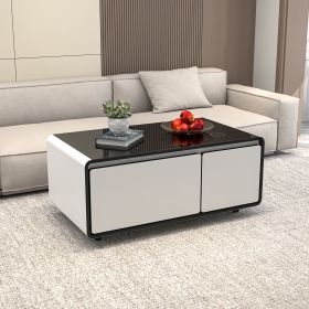 Modern Smart Coffee Table with Built in Fridge, Outlet Protection,Wireless Charging, Mechanical Temperature Control, Power Socket, USB Interface and I