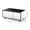 Modern Smart Coffee Table with Built in Fridge, Outlet Protection,Wireless Charging, Mechanical Temperature Control, Power Socket, USB Interface and I