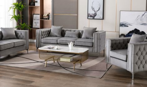 Lorreto 86" Gray Velvet Sofa