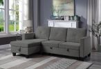 Nova 82.5" Dark Gray Velvet Reversible Sleeper Sectional Sofa with Storage Chaise