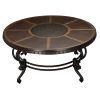 Formal Traditional Style Coffee Table 1pc Round Decorative Top Curved Metal Base Living Room Furniture Cocktail Table Dark Cherry Finish