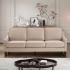 Modern 3 Piece seat Sofa Couch with Scooped Armrest/Wood legs,Upholstered Velvet 3-seat Sofa with Removable Cushions for Livingroom Bedroom,Taupe