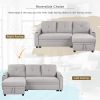 80.3" Orisfur. Pull Out Sofa Bed Modern Padded Upholstered Sofa Bed , Linen Fabric 3 Seater Couch with Storage Chaise and Cup Holder , Small Couch for