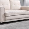 {VIDEO PROVIDED}Beige Folding Sofa Bed with Two Storage Pockets, Linen Convertible Foldable Couch Bed, Loveseat Sleeper Sofa, Sofa Bed Couch, Couches