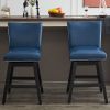 26" Upholstered Swivel Bar Stools Set of 2, Modern PU Leather High Back Counter Stools with Nail Head Design and Wood Frame