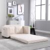 {VIDEO PROVIDED}Beige Folding Sofa Bed with Two Storage Pockets, Linen Convertible Foldable Couch Bed, Loveseat Sleeper Sofa, Sofa Bed Couch, Couches