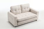 3 Fold Sofa,Convertible Futon Couch sleeper sofabed,Space saving loveseat,Pull Out Couch Bed for Living Room,Dark Gray & Light Gray & Beige,Velvet lin