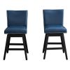 26" Upholstered Swivel Bar Stools Set of 2, Modern PU Leather High Back Counter Stools with Nail Head Design and Wood Frame