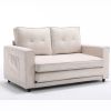 {VIDEO PROVIDED}Beige Folding Sofa Bed with Two Storage Pockets, Linen Convertible Foldable Couch Bed, Loveseat Sleeper Sofa, Sofa Bed Couch, Couches