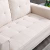 {VIDEO PROVIDED}Beige Folding Sofa Bed with Two Storage Pockets, Linen Convertible Foldable Couch Bed, Loveseat Sleeper Sofa, Sofa Bed Couch, Couches