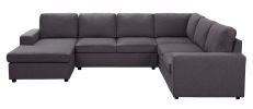 Warren 120.5" Sectional Sofa with Reversible Chaise in Dark Gray Linen