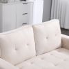 {VIDEO PROVIDED}Beige Folding Sofa Bed with Two Storage Pockets, Linen Convertible Foldable Couch Bed, Loveseat Sleeper Sofa, Sofa Bed Couch, Couches