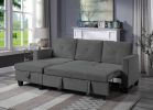 Nova 82.5" Dark Gray Velvet Reversible Sleeper Sectional Sofa with Storage Chaise