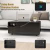 Modern Smart Coffee Table with Built-in Fridge, Wireless Charging, Power Socket, USB Interface, Outlet Protection, Mechanical Temperature Control and