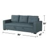 3 Seats Polyfiber Convertible Sleeper Sofa, Blue Grey