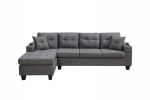 Left sectional sofa with footrest, convertible corner sofa with armrest storage, sectional sofa for living room and apartment, left chaise longue (gre