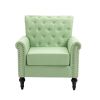 Mid-Century Modern Accent Chair, Linen Armchair w/Tufted Back/Wood Legs, Upholstered Lounge Arm Chair Single Sofa for Living Room Bedroom, Grass green