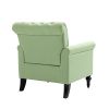 Mid-Century Modern Accent Chair, Linen Armchair w/Tufted Back/Wood Legs, Upholstered Lounge Arm Chair Single Sofa for Living Room Bedroom, Grass green