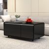 Modern Smart Coffee Table with Built-in Fridge, Wireless Charging, Power Socket, USB Interface, Outlet Protection, Mechanical Temperature Control and