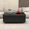 Modern Smart Coffee Table with Built-in Fridge, Wireless Charging, Power Socket, USB Interface, Outlet Protection, Mechanical Temperature Control and