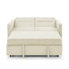 Loveseats Sofa Bed with Pull-out Bed,Adjsutable Back and Two Arm Pocket,Beige (54.5"x33"x31.5")