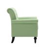 Mid-Century Modern Accent Chair, Linen Armchair w/Tufted Back/Wood Legs, Upholstered Lounge Arm Chair Single Sofa for Living Room Bedroom, Grass green