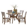 Light Oak Finish 5pc Round Dining Set Table and 4 Side Chairs Mid-Century Modern Design Kitchen Breakfast Wooden Furniture