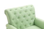 Mid-Century Modern Accent Chair, Linen Armchair w/Tufted Back/Wood Legs, Upholstered Lounge Arm Chair Single Sofa for Living Room Bedroom, Grass green