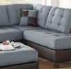 Contemporary Sectional Sofa Grey Polyfiber Linen Like Fabric Cushion Tufted Reversible 3pc Sectional Sofa L/R Chaise Ottoman Living Room Furniture Pil