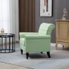 Mid-Century Modern Accent Chair, Linen Armchair w/Tufted Back/Wood Legs, Upholstered Lounge Arm Chair Single Sofa for Living Room Bedroom, Grass green