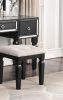 Luxurious Majestic Classic Black Color Vanity Set w Stool 3- Storage Drawers 1pc Bedroom Furniture Set Tri-Fold Mirror