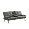 GREY PU SOFA BED WITH CUP HOLDER