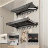 Towel Shelf with Hooks,Metal Wall Hooks with Collapsible Shelf,Towel Rack with Shelf for Bathroom Wall Mounted