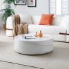 35.43'' Round coffeee table ,Marble table ,Simple Modern Center Cocktail Table ,Sturdy Fiberglass table for Living Room, No Need Assembly,WHITE