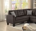 Dark Brown Reversible 4-Piece Sectional Sofa Tufted Detail Textured Fabric Upholstered Solid Wood Contemporary Living Room Furniture L-Shape Sofa Couc