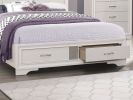 Modern Glam White Finish 1pc Queen Platform Bed with Drawers Storage Upholstered Headboard Silver Glitter Accent Wooden Bedroom Furniture