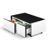 Modern Smart Coffee Table with Built in Fridge, Outlet Protection,Wireless Charging, Mechanical Temperature Control, Power Socket, USB Interface and I